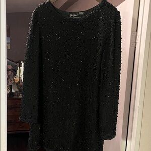 Tan-Choo Black Beaded Long Sleeve Top vintage